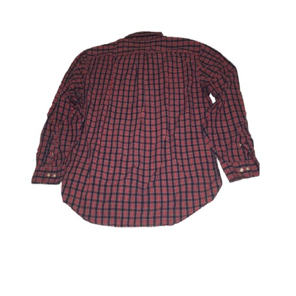 Nautica shirt Mens XL red navy blue plaid button up long sleeve Country Casual - Picture 2 of 7